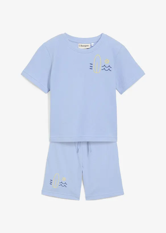 T-shirt in piquet e pantaloni corti (set 2 pezzi) in cotone biologico, bonprix