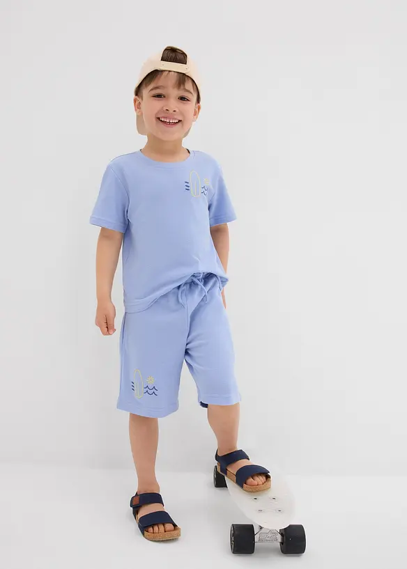 T-shirt in piquet e pantaloni corti (set 2 pezzi) in cotone biologico, bonprix