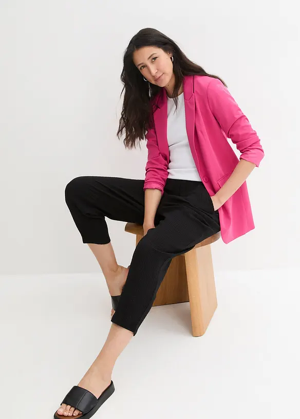 Pantaloni larghi in jersey operato, bonprix