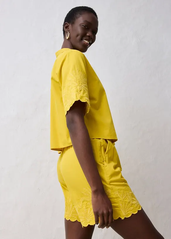 Camicia cropped in misto lino, bonprix