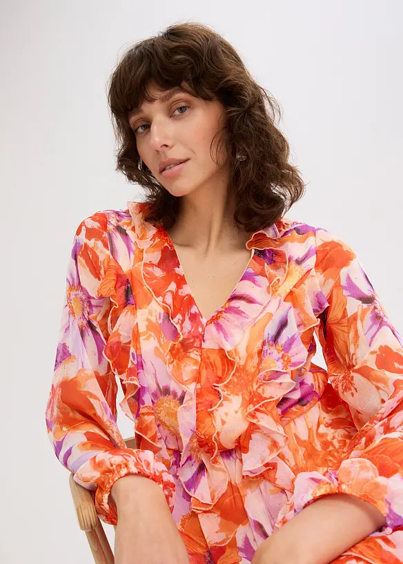 Abito di chiffon con volant, bonprix