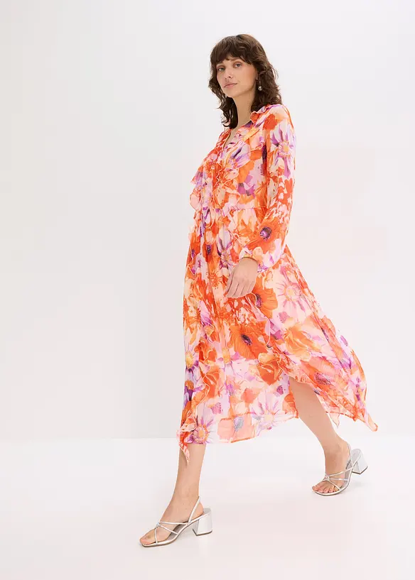 Abito di chiffon con volant, bonprix