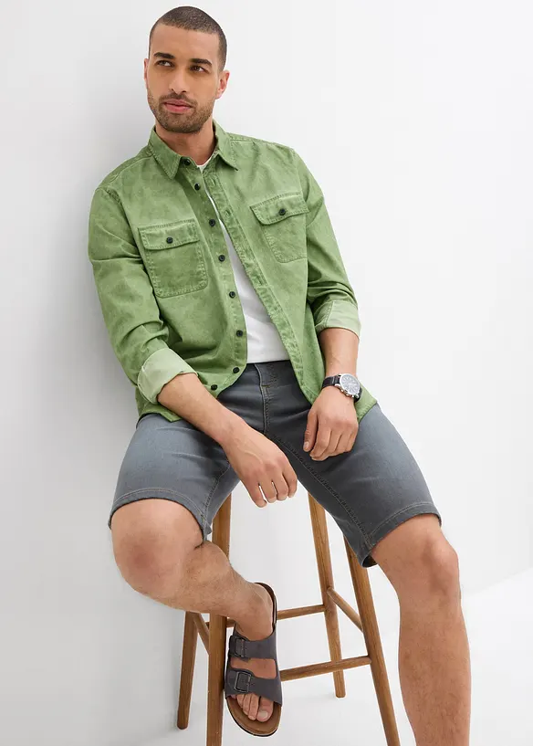 Bermuda di jeans in felpa con taglio comfort, regular fit, bonprix
