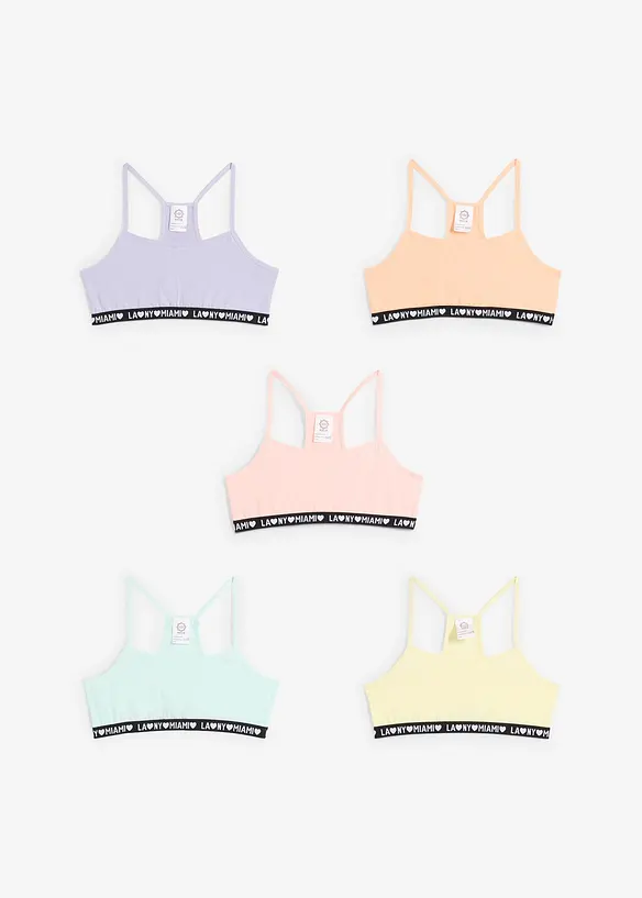 Reggiseno bustier con cotone biologico morbido (pacco da 5), bonprix