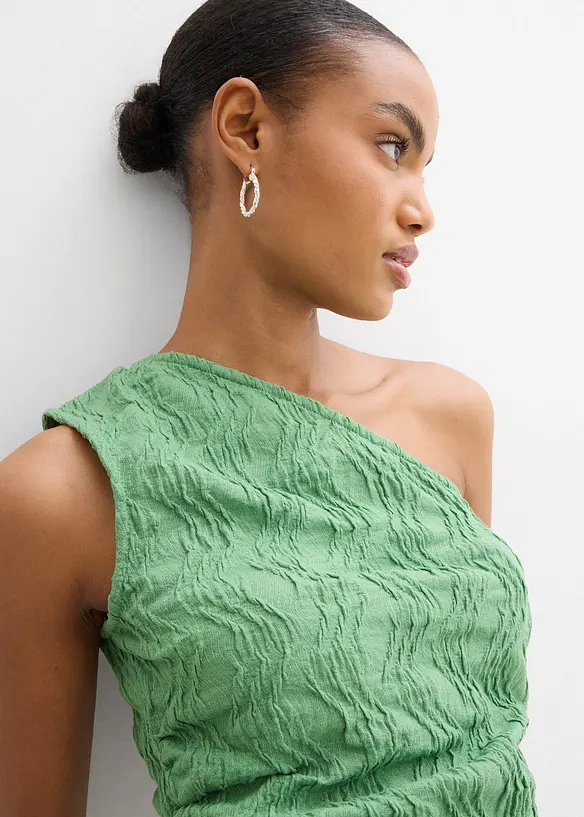 Top monospalla con effetto strutturato, bonprix