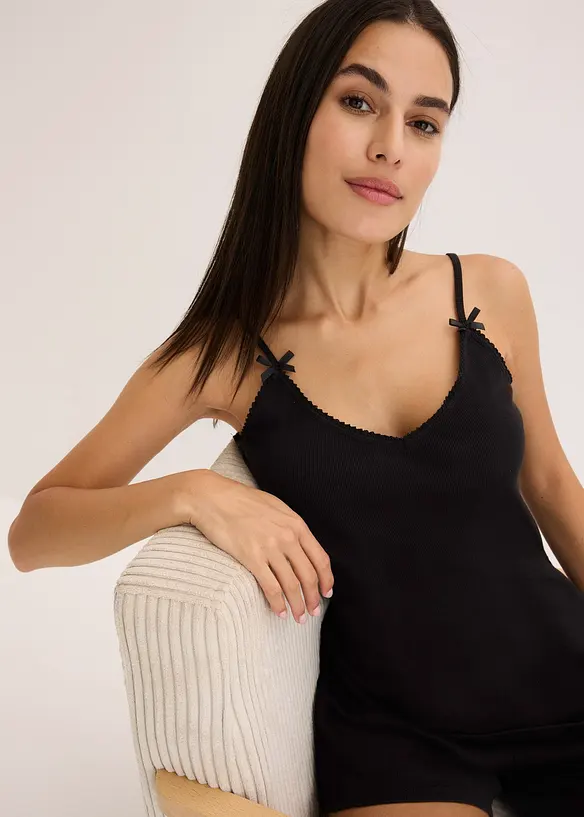 Pigiama estivo in puro cotone a costine, bonprix