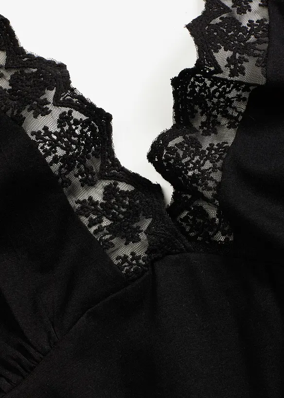 Camicia da notte con spalline sottili e scollatura con pizzo, bonprix