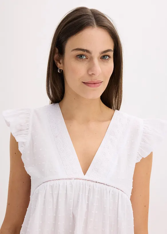 Camicia da notte oversize leggera in tessuto a trama operata, bonprix
