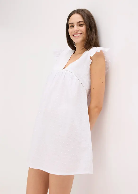 Camicia da notte oversize leggera in tessuto a trama operata, bonprix