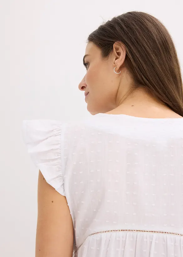 Camicia da notte oversize leggera in tessuto a trama operata, bonprix
