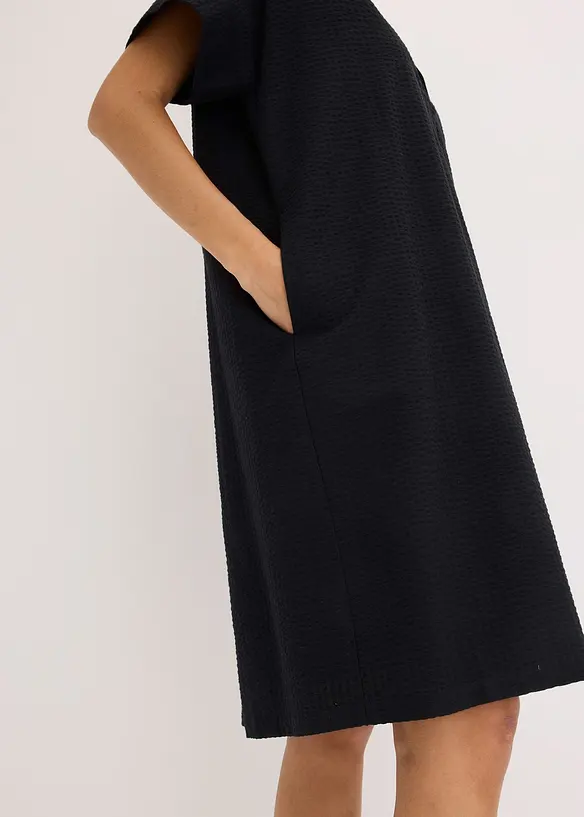 Abito largo in cotone con piega, bonprix