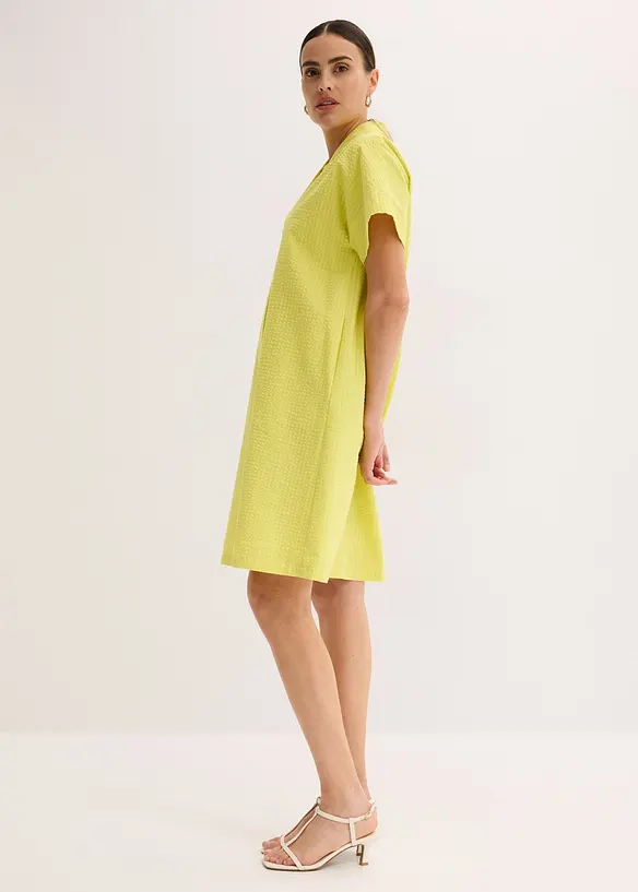 Abito largo in cotone con piega, bonprix