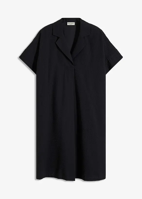 Abito largo in cotone con piega, bonprix