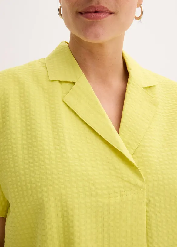 Abito largo in cotone con piega, bonprix