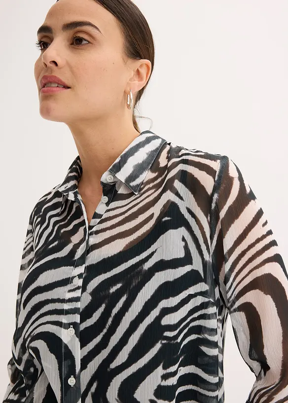 Camicia lunga in chiffon, bonprix