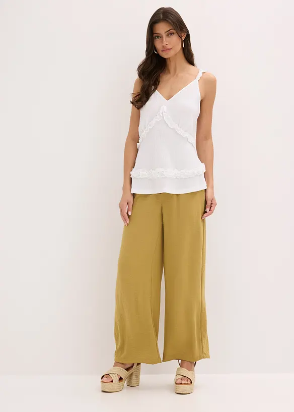 Top con spalline sottili e ruches, bonprix