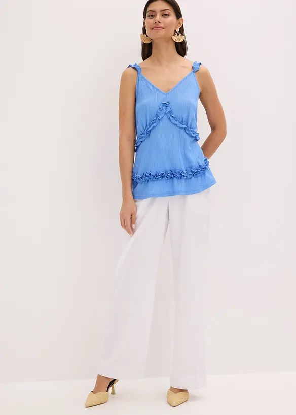 Top con spalline sottili e ruches, bonprix