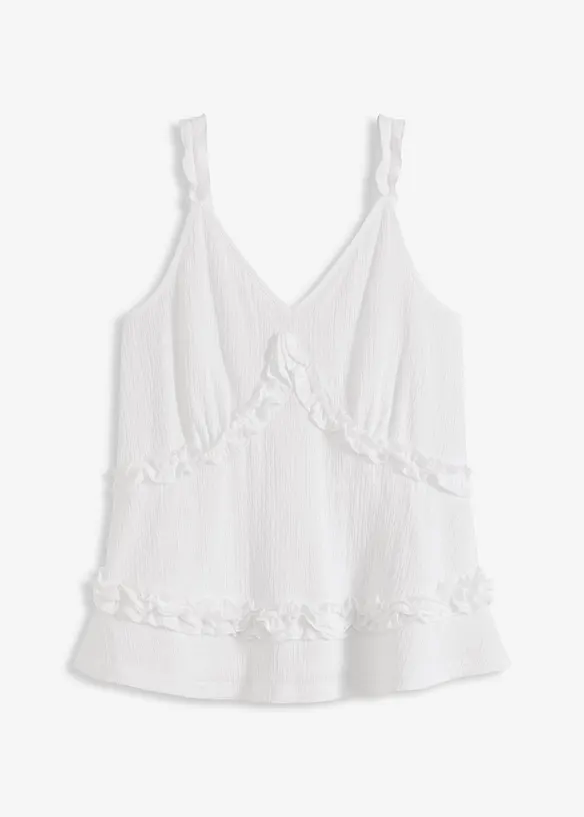 Top con spalline sottili e ruches, bonprix