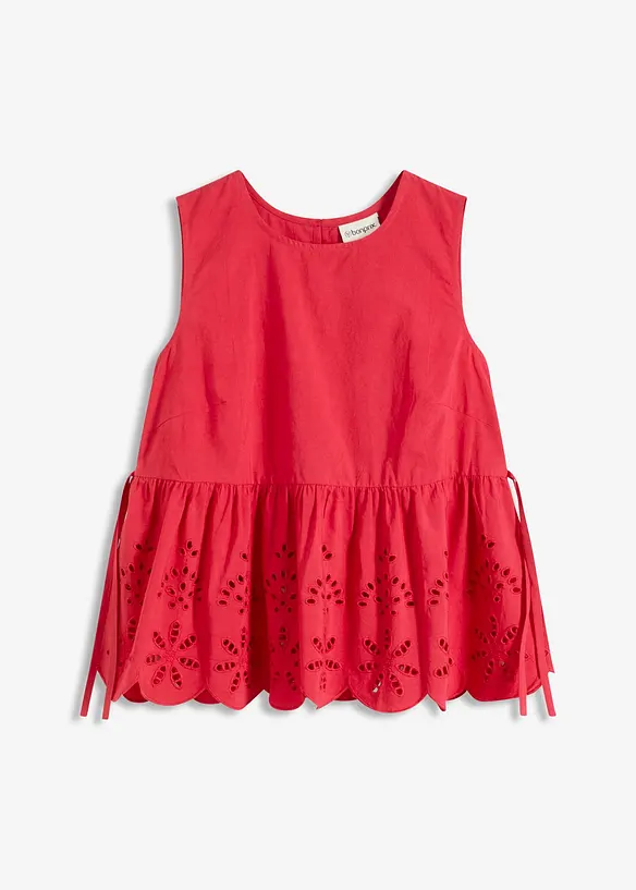 Top con spacco e ricami traforati, bonprix