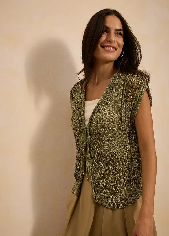 Cardigan traforato con viscosa, bonprix