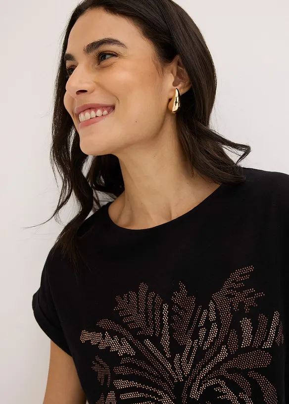 Maglia in cotone con borchiette applicate, bonprix