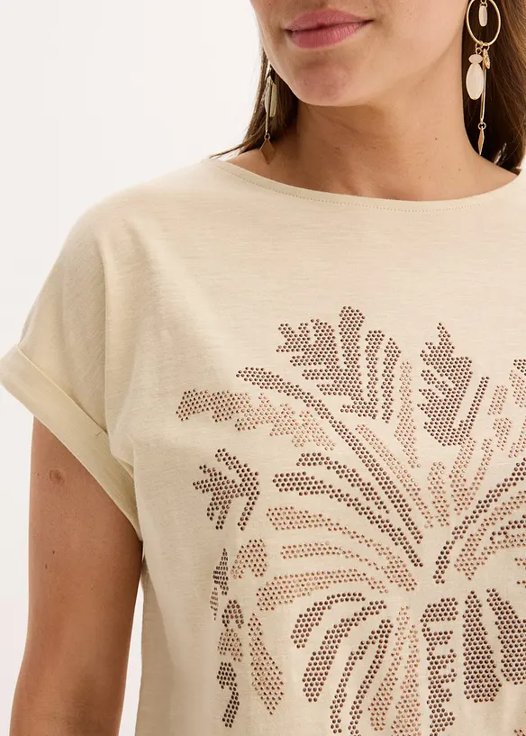 Maglia in cotone con borchiette applicate, bonprix