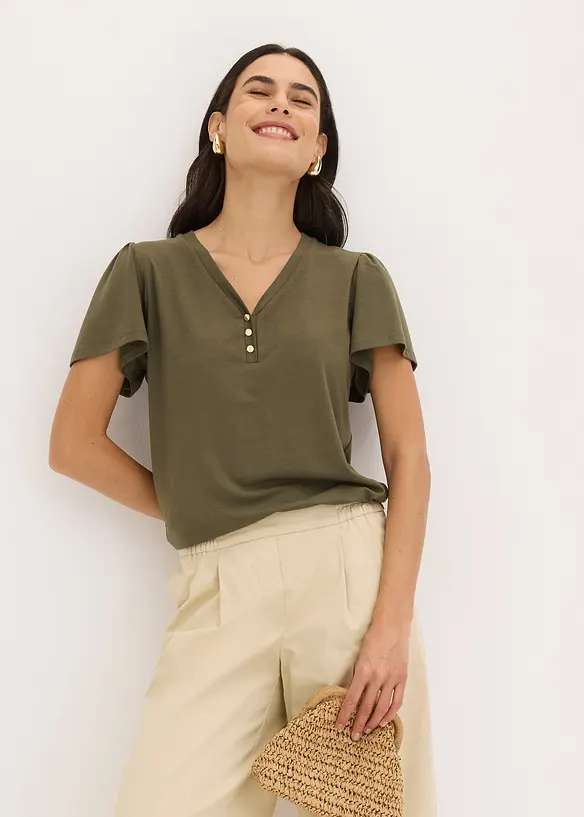 Maglia in viscosa con bottoni, bonprix