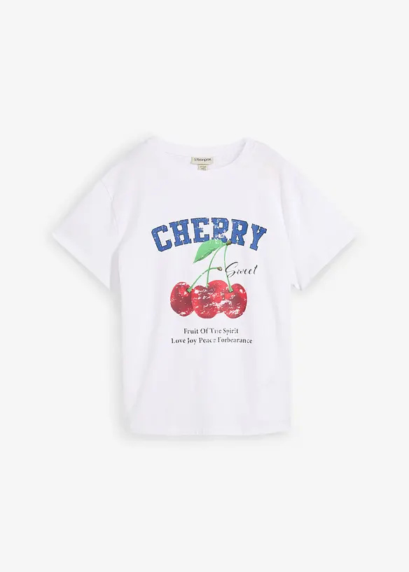 T-shirt in puro cotone biologico, con stampa, bonprix