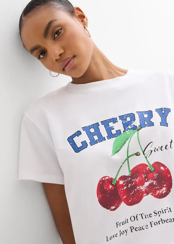 T-shirt in puro cotone biologico, con stampa, bonprix