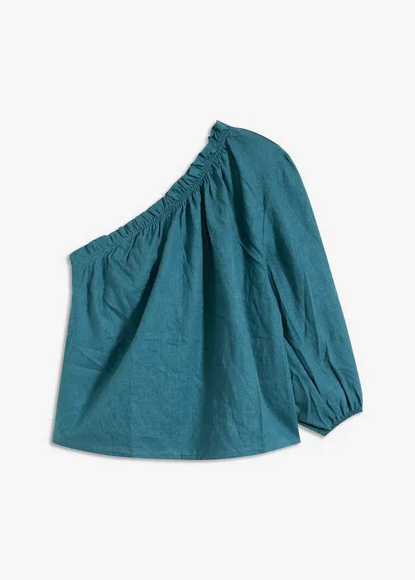 Blusa monospalla in misto lino, bonprix