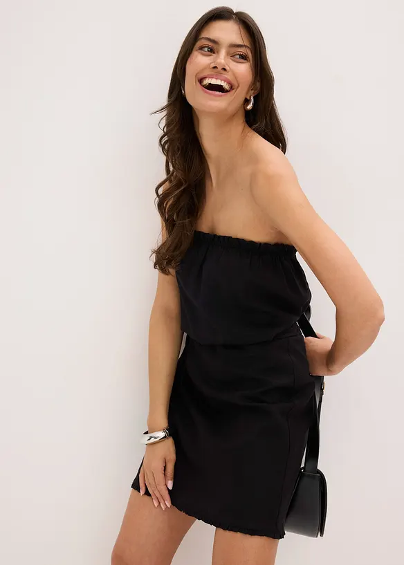 Minigonna in misto lino, bonprix