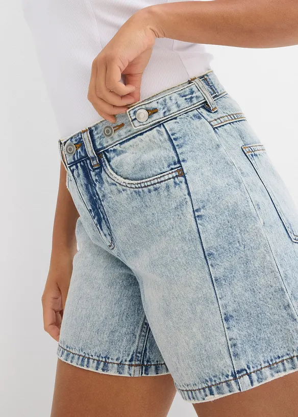 Shorts di jeans low stretch, vita media, bonprix