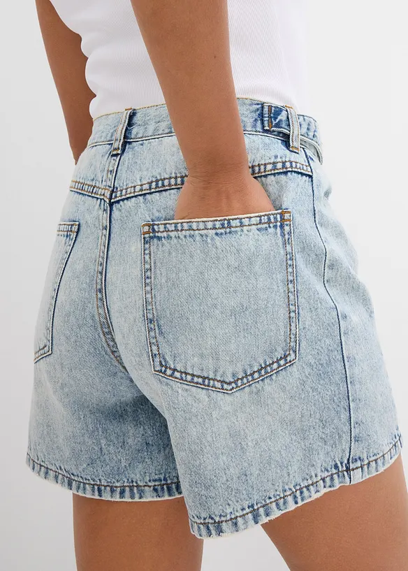 Shorts di jeans low stretch, vita media, bonprix