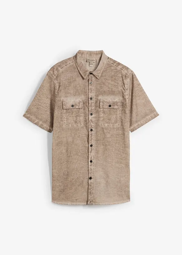 Camicia  effetto lavato a maniche corte, bonprix