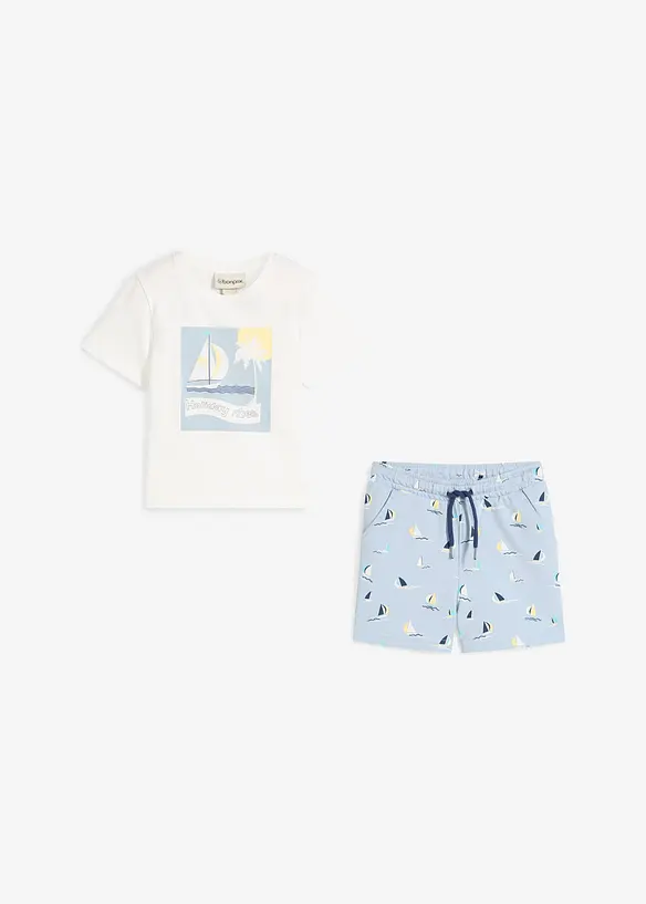 T-shirt e pantaloncini in puro cotone biologico (set 2 pezzi), bonprix