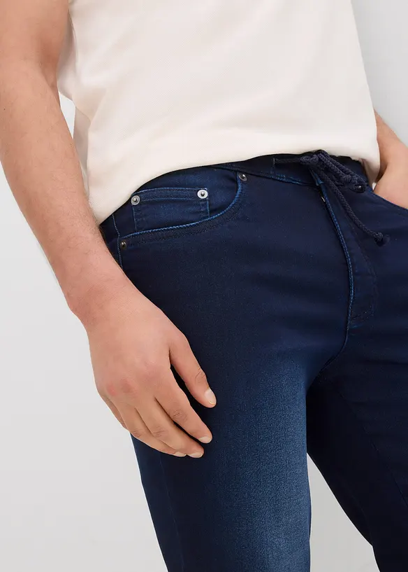 Bermuda in jeans felpato con elastico in vita, regular fit (pacco da 2), bonprix