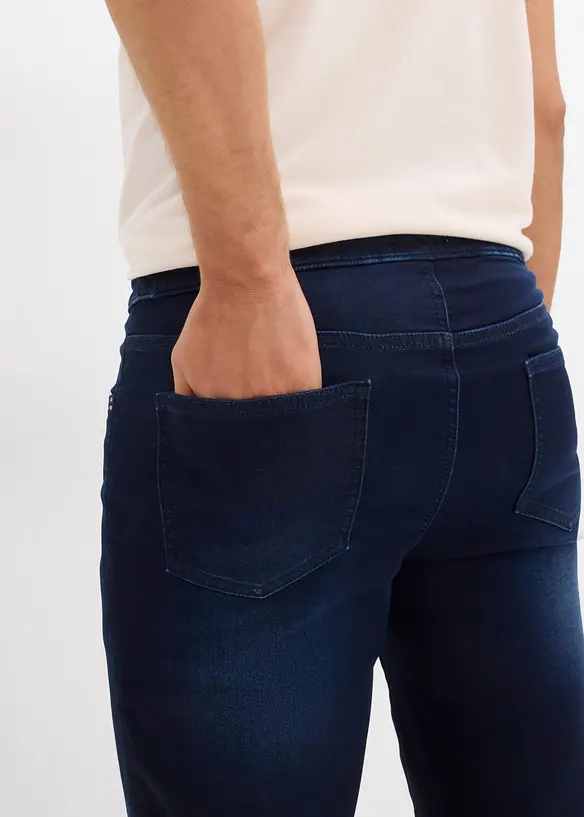 Bermuda in jeans felpato con elastico in vita, regular fit (pacco da 2), bonprix