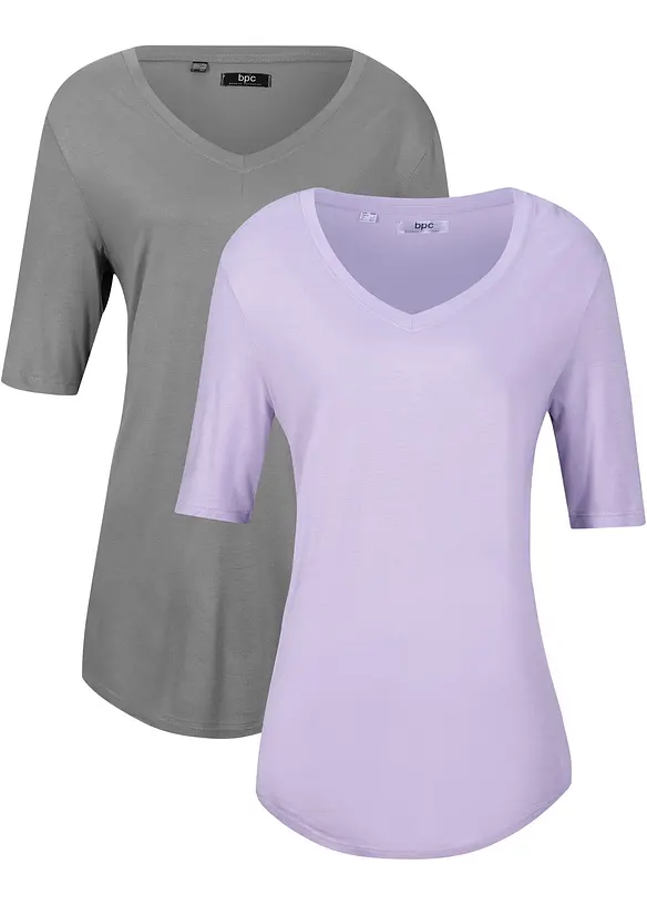 Maglia lunga in morbida viscosa (pacco da 2), bonprix