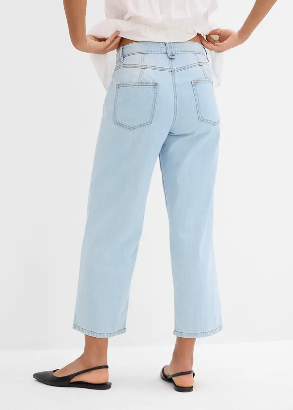 Baggy jeans cropped ultra morbidi, vita media, bonprix