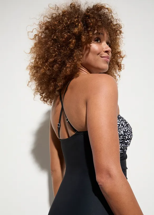 Costume intero con dettaglio incrociato ed effetto modellante medio, bonprix