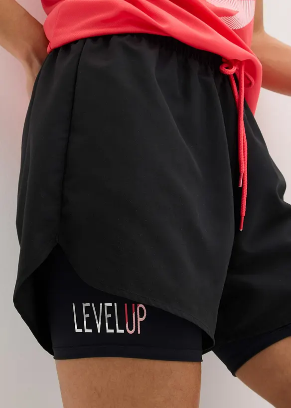 Pantaloni corti sportivi 2 in 1 ultra leggeri, bonprix