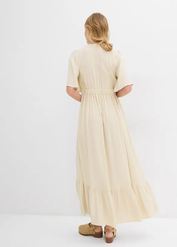 Abito lungo a balze in viscosa fluente, bonprix