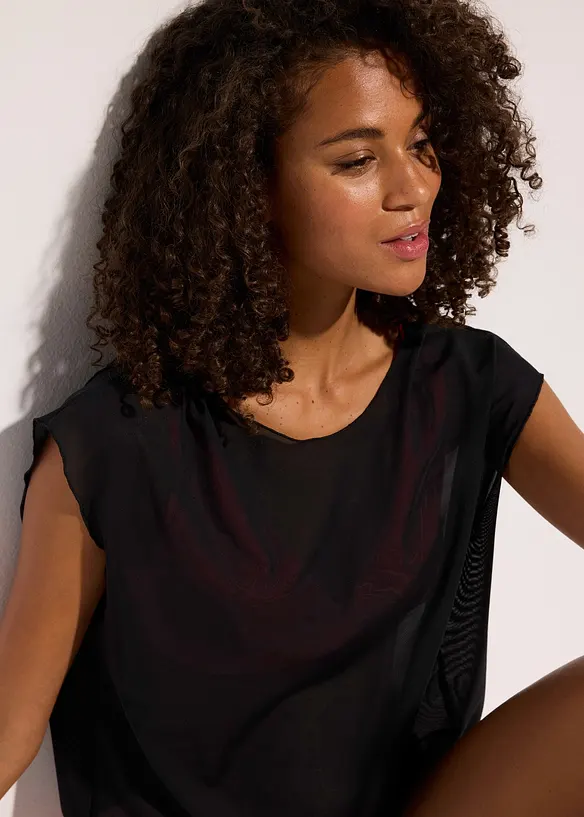 Maglia copricostume trasparente con cappuccio, bonprix