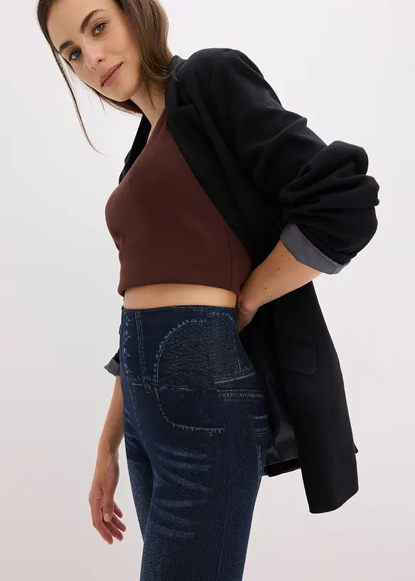 Leggings effetto jeans senza cuciture con effetto modellante forte, bonprix