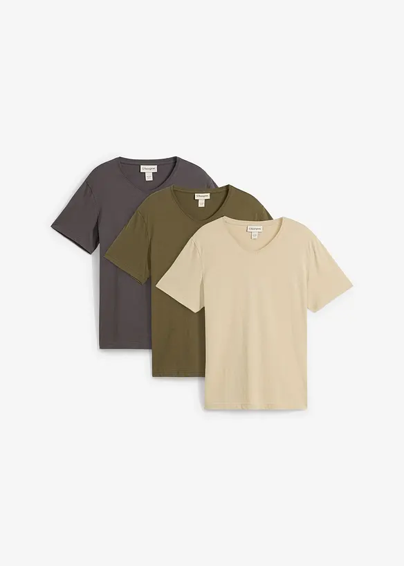 T-shirt con scollo a V (pacco da 3), bonprix