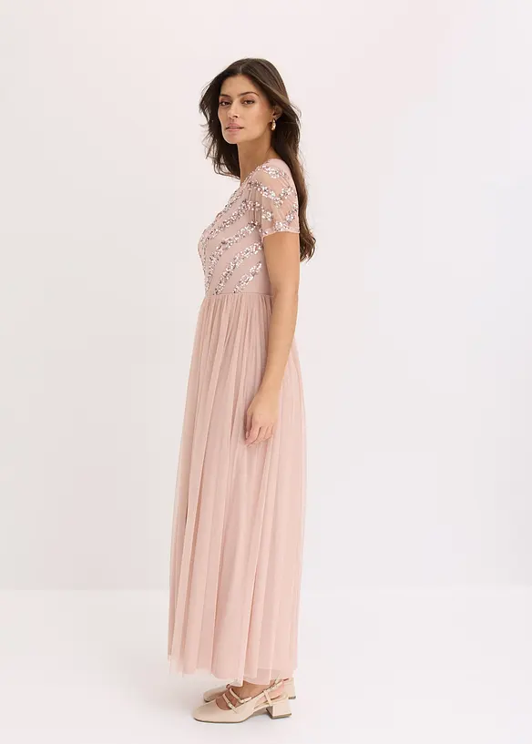 Abito lungo con ricami e paillettes, bonprix