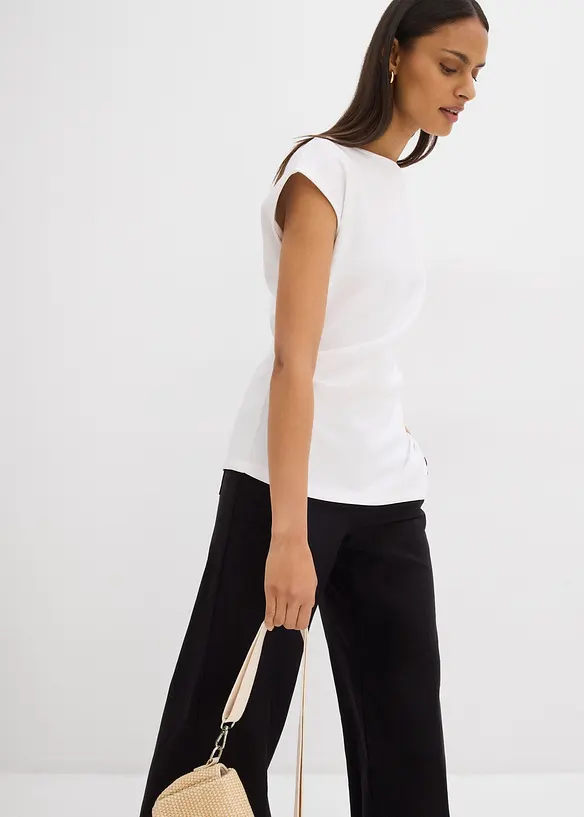 Top asimmetrico effetto neoprene, bonprix