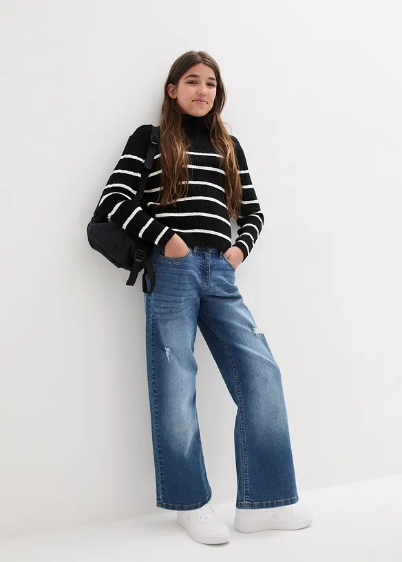 Jeans wide leg, vita media, bonprix
