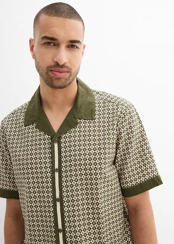 Camicia a maniche corte in misto lino, bonprix