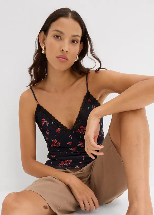 Top in mesh con spalline sottili, bonprix